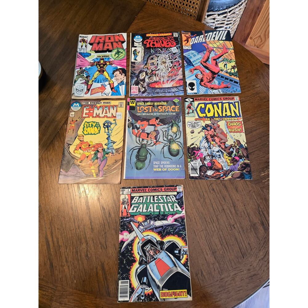7 Vintage Comic Books Marvel Whitman Modern Comics Lost in Space Dare Devil